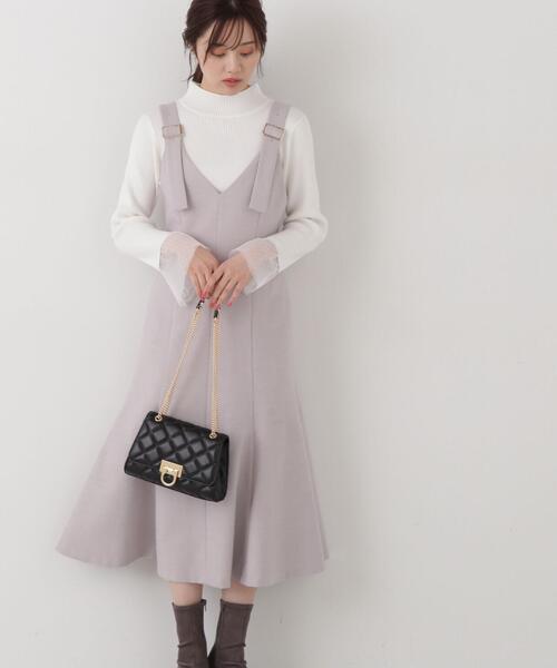 PROPORTION BODY DRESSING(プロポーションボディドレッシング)の「ツイードバックルジャンパースカート(ワンピース・レディース・ベージュ/ブラック・MEDIUM/SMALL)」の2枚目の写真