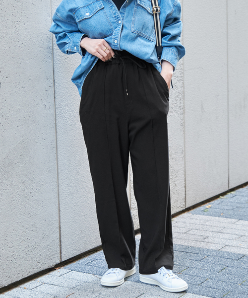 B.C STOCK(ベーセーストック)の「ウォームタッチストレッチイージーパンツ(スラックス・レディース・ホワイト/チャコールグレー/ブルー/ブラック・FREE)」の8枚目の写真