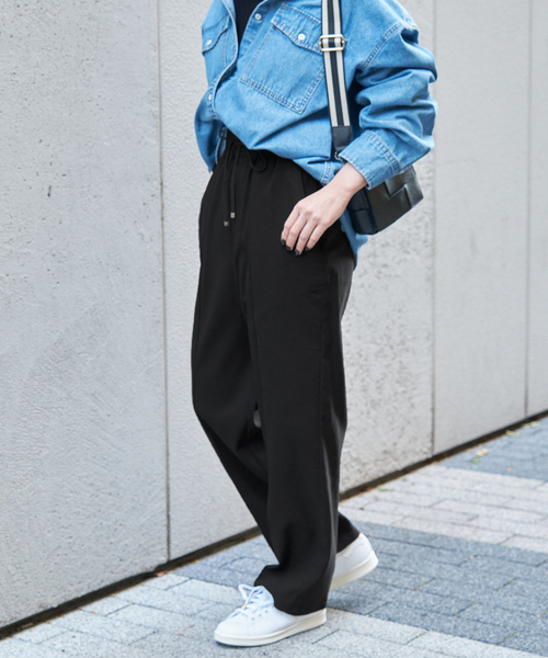 B.C STOCK(ベーセーストック)の「ウォームタッチストレッチイージーパンツ(スラックス・レディース・ホワイト/チャコールグレー/ブルー/ブラック・FREE)」の9枚目の写真