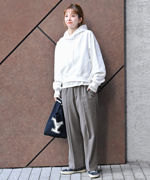 B.C STOCK（ベーセーストック）の「ウォームタッチストレッチイージーパンツ（スラックス・レディース・ホワイト/チャコールグレー/ブルー/ブラック・FREE）」の12枚目の写真