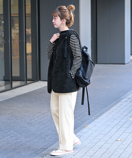 B.C STOCK(ベーセーストック)の「ウォームタッチストレッチイージーパンツ(スラックス・レディース・ホワイト/チャコールグレー/ブルー/ブラック・FREE)」の19枚目の写真