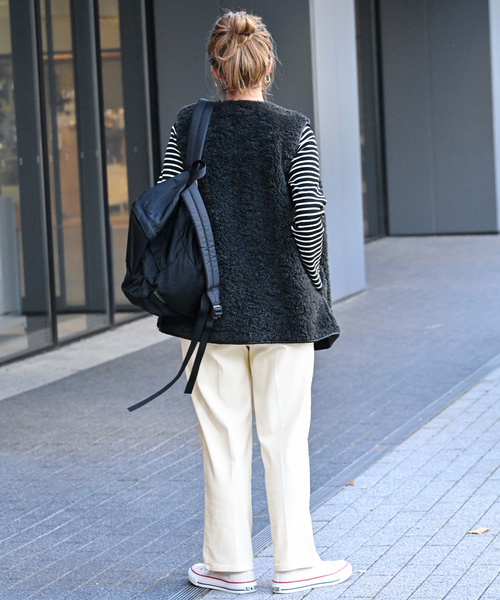 B.C STOCK（ベーセーストック）の「ウォームタッチストレッチイージーパンツ（スラックス・レディース・ホワイト/チャコールグレー/ブルー/ブラック・FREE）」の20枚目の写真