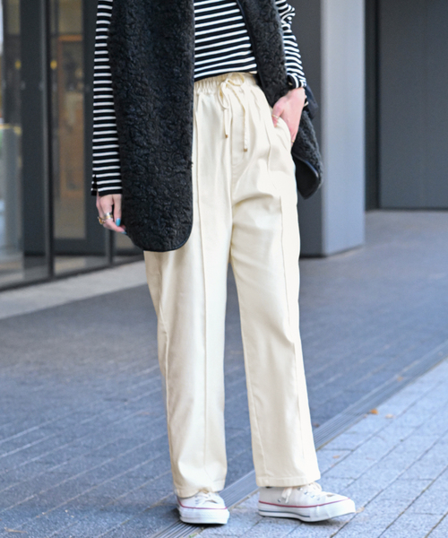 B.C STOCK（ベーセーストック）の「ウォームタッチストレッチイージーパンツ（スラックス・レディース・ホワイト/チャコールグレー/ブルー/ブラック・FREE）」の21枚目の写真