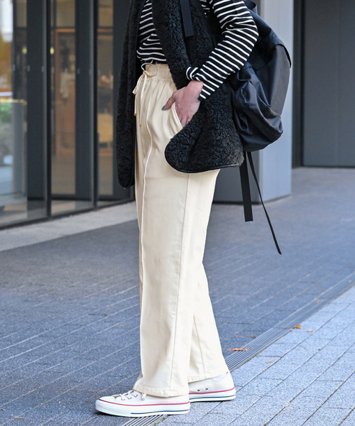 B.C STOCK（ベーセーストック）の「ウォームタッチストレッチイージーパンツ（スラックス・レディース・ホワイト/チャコールグレー/ブルー/ブラック・FREE）」の22枚目の写真