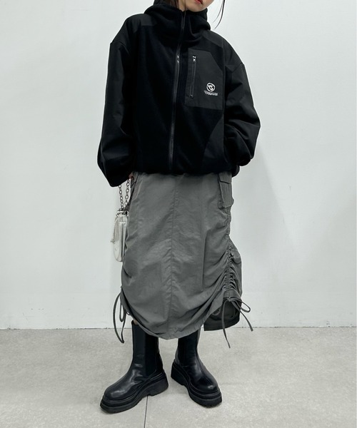 WHO'S WHO gallery（フーズフーギャラリー）の「【KOOKY'N/クーキー】BRONXフリース切替パーカー（マウンテンパーカー・メンズ・ブラック/チャコールグレー/ホワイト・FREE）」の13枚目の写真