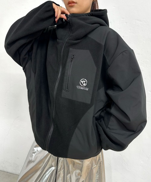 WHO'S WHO gallery（フーズフーギャラリー）の「【KOOKY'N/クーキー】BRONXフリース切替パーカー（マウンテンパーカー・メンズ・ブラック/チャコールグレー/ホワイト・FREE）」の15枚目の写真