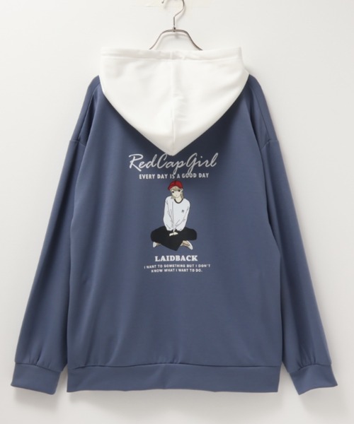 Red Cap Girl(レッドキャプガール)の「RED CAP GIRL レッドキャップガール バックプリント 配色パーカー(パーカー・メンズ・ホワイト/ブラック/ブルー系その他・M/L)」の9枚目の写真