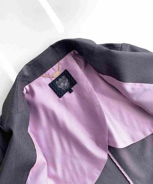 Q（キュー）の「ストレッチピークドラペルジャケット（テーラードジャケット・レディース・チャコールグレー/ライトグレー・MEDIUM）」の21枚目の写真