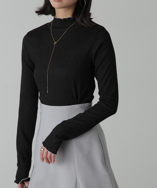 FREE'S MART（フリーズマート）の「◆シャーリング配色メローカットソー（Tシャツ/カットソー・レディース・ホワイト/グリーン/ブラック・FREE）」の5枚目の写真