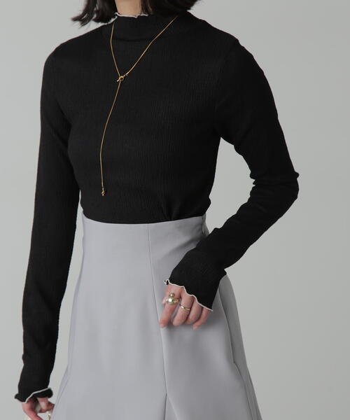 FREE'S MART（フリーズマート）の「◆シャーリング配色メローカットソー（Tシャツ/カットソー・レディース・ホワイト/グリーン/ブラック・FREE）」の8枚目の写真