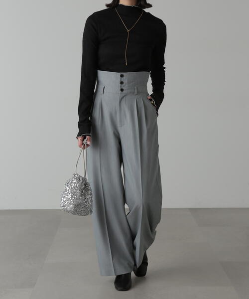 FREE'S MART（フリーズマート）の「◆シャーリング配色メローカットソー（Tシャツ/カットソー・レディース・ホワイト/グリーン/ブラック・FREE）」の9枚目の写真