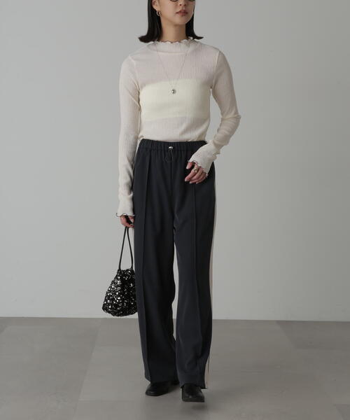 FREE'S MART（フリーズマート）の「◆シャーリング配色メローカットソー（Tシャツ/カットソー・レディース・ホワイト/グリーン/ブラック・FREE）」の17枚目の写真