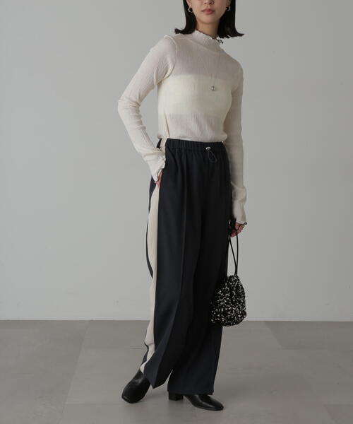 FREE'S MART（フリーズマート）の「◆シャーリング配色メローカットソー（Tシャツ/カットソー・レディース・ホワイト/グリーン/ブラック・FREE）」の18枚目の写真