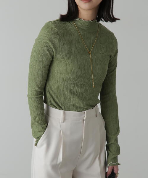 FREE'S MART（フリーズマート）の「◆シャーリング配色メローカットソー（Tシャツ/カットソー・レディース・ホワイト/グリーン/ブラック・FREE）」の21枚目の写真