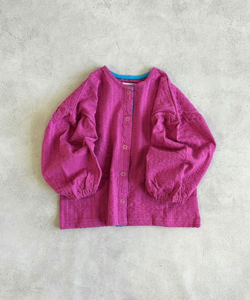 HOGAN RANCH WEAR（ホーガンランチウエア）の「ニットサッカーカーディガン（80～140cm）（カーディガン/ボレロ・キッズ・パープル/ライトグレー/レッド/ブルー・80/90/100/110/120/130/140）」の4枚目の写真