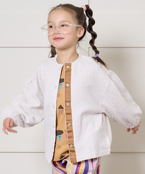 HOGAN RANCH WEAR（ホーガンランチウエア）の「ニットサッカーカーディガン（80～140cm）（カーディガン/ボレロ・キッズ・パープル/ライトグレー/レッド/ブルー・80/90/100/110/120/130/140）」の2枚目の写真