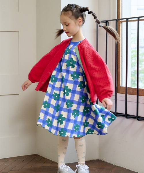 HOGAN RANCH WEAR（ホーガンランチウエア）の「ニットサッカーカーディガン（80～140cm）（カーディガン/ボレロ・キッズ・パープル/ライトグレー/レッド/ブルー・80/90/100/110/120/130/140）」の8枚目の写真