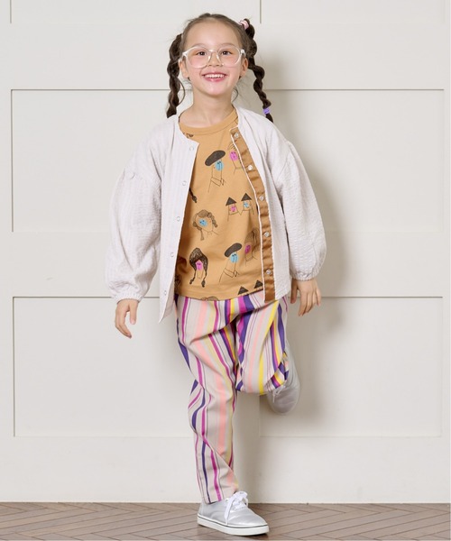 HOGAN RANCH WEAR（ホーガンランチウエア）の「ニットサッカーカーディガン（80～140cm）（カーディガン/ボレロ・キッズ・パープル/ライトグレー/レッド/ブルー・80/90/100/110/120/130/140）」の5枚目の写真