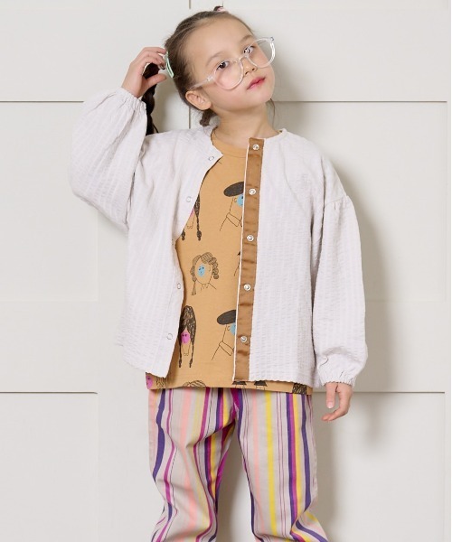 HOGAN RANCH WEAR（ホーガンランチウエア）の「ニットサッカーカーディガン（80～140cm）（カーディガン/ボレロ・キッズ・パープル/ライトグレー/レッド/ブルー・80/90/100/110/120/130/140）」の17枚目の写真