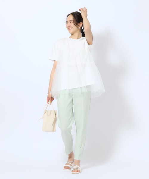 SHOO・LA・RUE（シューラルー）の「【洗える/SS-3L】すっきりキレイにかっこよく 大人のテーパードパンツ（その他パンツ・レディース・ブラック/ネイビー系2/グリーン系/グレー系1/ベージュ・01/02/03/04/05/10）」の16枚目の写真