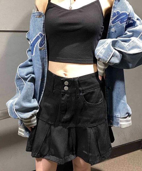NANEA（ナネア）の「ダブルボタンプリーツデニムミニスカート（デニムスカート・レディース・ブラック/ブルー・SMALL/MEDIUM/LARGE/X-LARGE）」の22枚目の写真