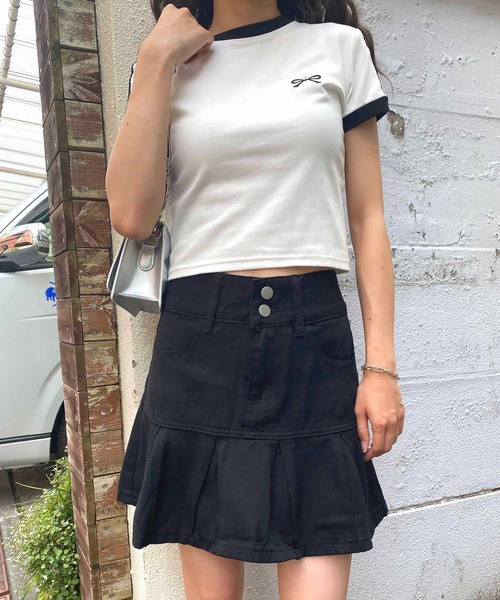 NANEA（ナネア）の「ダブルボタンプリーツデニムミニスカート（デニムスカート・レディース・ブラック/ブルー・SMALL/MEDIUM/LARGE/X-LARGE）」の17枚目の写真