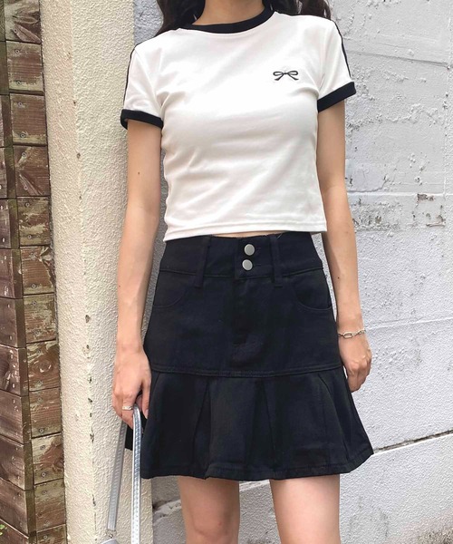 NANEA（ナネア）の「ダブルボタンプリーツデニムミニスカート（デニムスカート・レディース・ブラック/ブルー・SMALL/MEDIUM/LARGE/X-LARGE）」の12枚目の写真