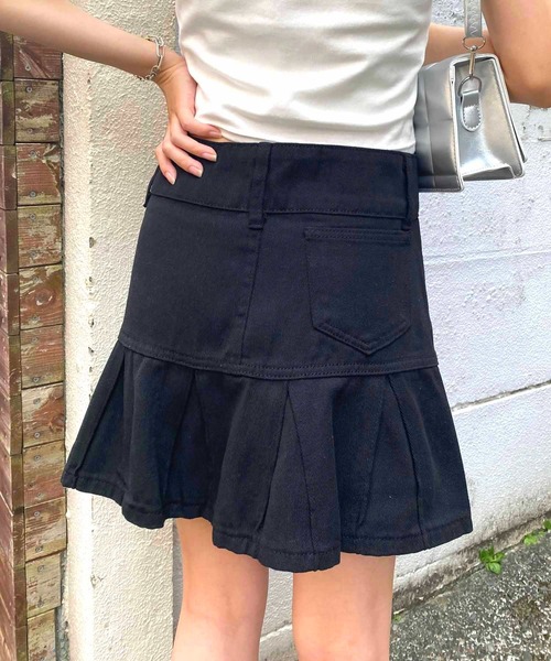 NANEA（ナネア）の「ダブルボタンプリーツデニムミニスカート（デニムスカート・レディース・ブラック/ブルー・SMALL/MEDIUM/LARGE/X-LARGE）」の9枚目の写真