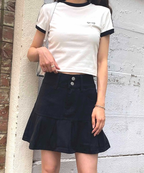 NANEA（ナネア）の「ダブルボタンプリーツデニムミニスカート（デニムスカート・レディース・ブラック/ブルー・SMALL/MEDIUM/LARGE/X-LARGE）」の14枚目の写真