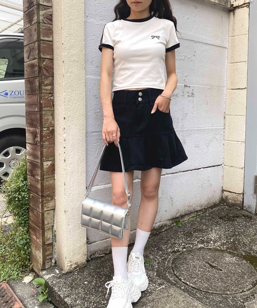 NANEA（ナネア）の「ダブルボタンプリーツデニムミニスカート（デニムスカート・レディース・ブラック/ブルー・SMALL/MEDIUM/LARGE/X-LARGE）」の8枚目の写真
