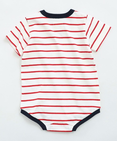 Lee（リー）の「【80cm】ベビー Leeロゴ ボーダー ショートスリーブロンパース（ロンパース・キッズ・レッド/ネイビー・80）」の6枚目の写真