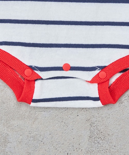 Lee（リー）の「【80cm】ベビー Leeロゴ ボーダー ショートスリーブロンパース（ロンパース・キッズ・レッド/ネイビー・80）」の5枚目の写真