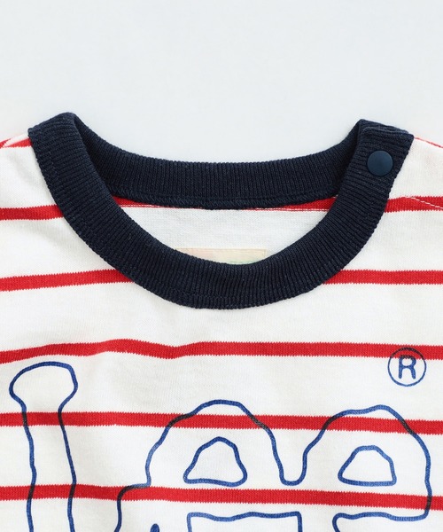 Lee（リー）の「【80cm】ベビー Leeロゴ ボーダー ショートスリーブロンパース（ロンパース・キッズ・レッド/ネイビー・80）」の8枚目の写真