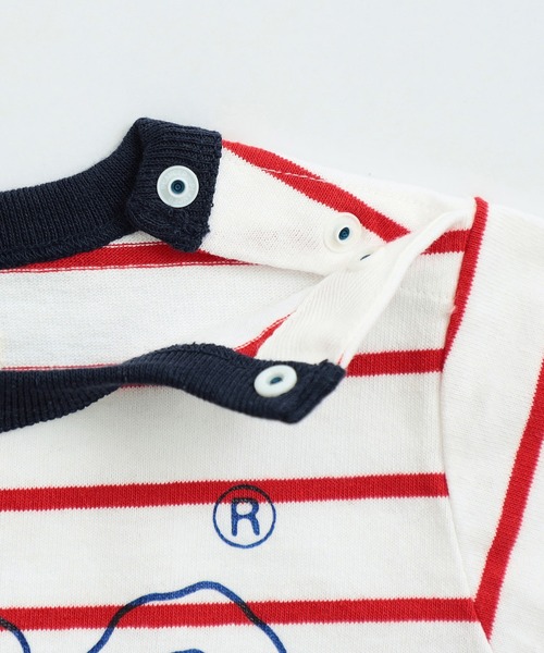 Lee（リー）の「【80cm】ベビー Leeロゴ ボーダー ショートスリーブロンパース（ロンパース・キッズ・レッド/ネイビー・80）」の9枚目の写真