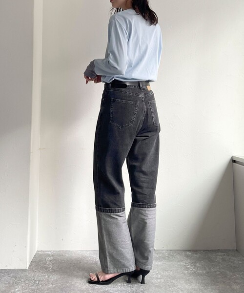 fredy emue（フレディエミュ）の「ロングロールアップデニムパンツ（デニムパンツ・レディース・ネイビー/ブラック・36/38）」の13枚目の写真