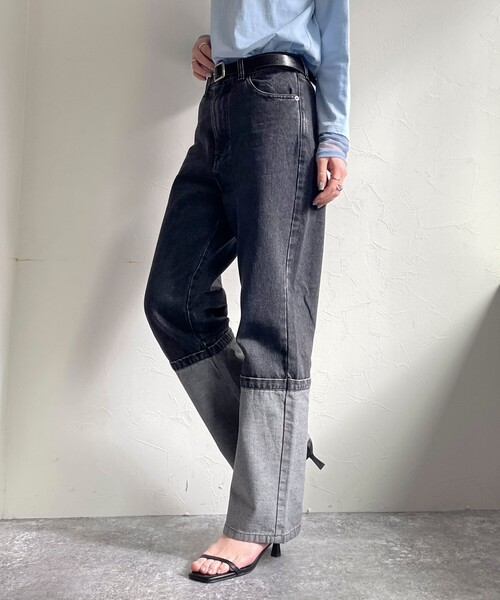 fredy emue（フレディエミュ）の「ロングロールアップデニムパンツ（デニムパンツ・レディース・ネイビー/ブラック・36/38）」の16枚目の写真