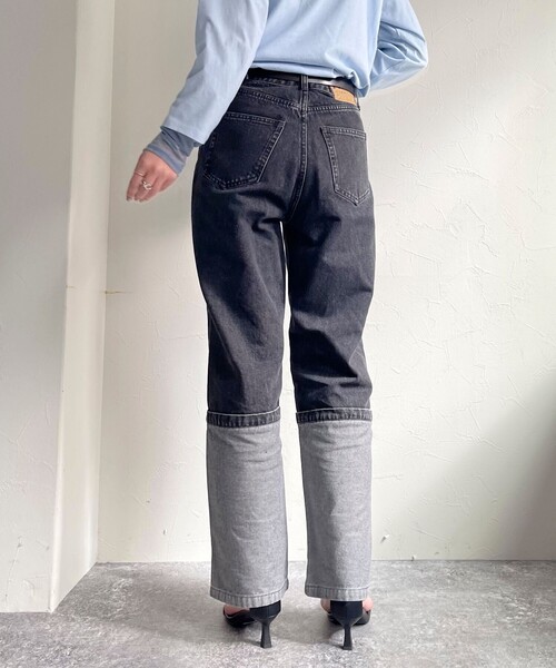 fredy emue（フレディエミュ）の「ロングロールアップデニムパンツ（デニムパンツ・レディース・ネイビー/ブラック・36/38）」の17枚目の写真