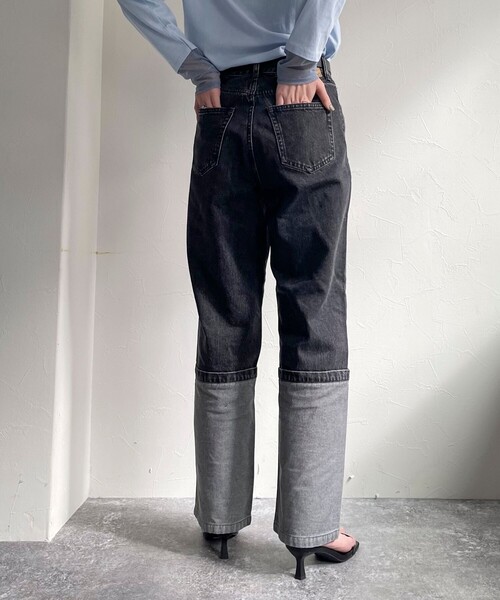 fredy emue（フレディエミュ）の「ロングロールアップデニムパンツ（デニムパンツ・レディース・ネイビー/ブラック・36/38）」の18枚目の写真