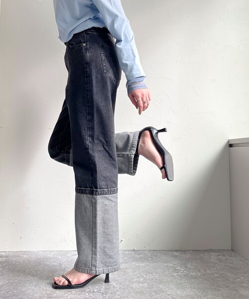 fredy emue（フレディエミュ）の「ロングロールアップデニムパンツ（デニムパンツ・レディース・ネイビー/ブラック・36/38）」の19枚目の写真