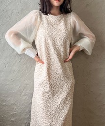 小花柄ふくれジャガードワンピース