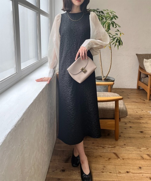 Aga 木目柄ふくれジャガードワンピース ふくれジャガードAラインフレアキャミワンピース – ABITOKYO