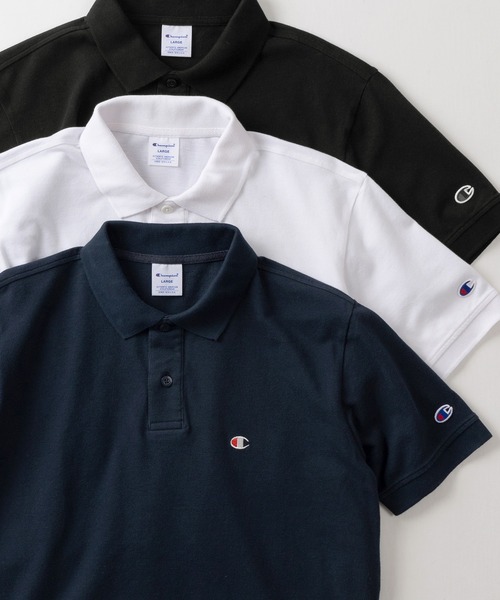 Champion（チャンピオン）の「【Champion/チャンピオン】ワンポイントロゴ刺繍＆ミニワッペンデザイン メンズベーシック ポロシャツ/ショートスリーブ/24SS（ポロシャツ・メンズ・ネイビー/ホワイト/ブラック/グレー・M/L/XL）」の4枚目の写真