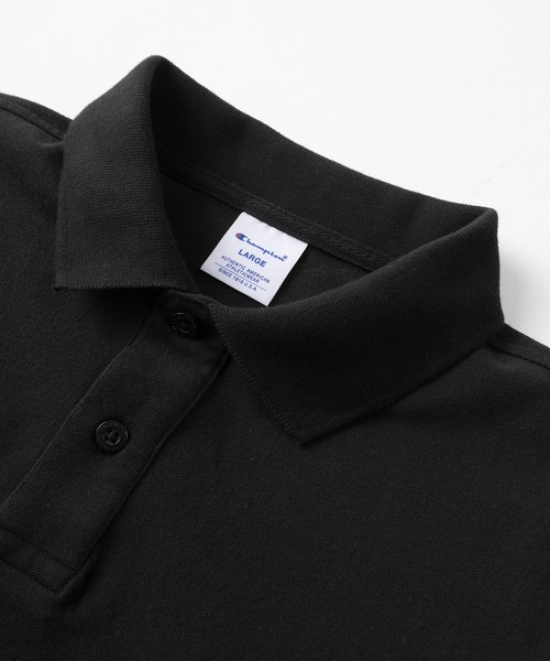 Champion（チャンピオン）の「【Champion/チャンピオン】ワンポイントロゴ刺繍＆ミニワッペンデザイン メンズベーシック ポロシャツ/ショートスリーブ/24SS（ポロシャツ・メンズ・ネイビー/ホワイト/ブラック/グレー・M/L/XL）」の7枚目の写真