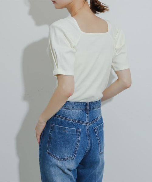 HEYUMM（ヘユム）の「タックボリュームスリーブカットソー（Tシャツ/カットソー・レディース・ブラック系その他/ミント/アイボリー・ONE）」の16枚目の写真