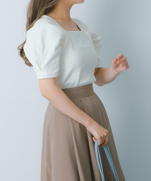 HEYUMM（ヘユム）の「タックボリュームスリーブカットソー（Tシャツ/カットソー・レディース・ブラック系その他/ミント/アイボリー・ONE）」の18枚目の写真