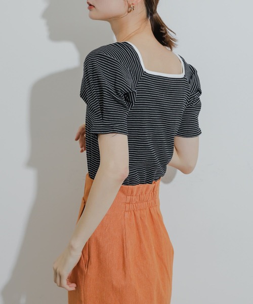 HEYUMM（ヘユム）の「タックボリュームスリーブカットソー（Tシャツ/カットソー・レディース・ブラック系その他/ミント/アイボリー・ONE）」の22枚目の写真