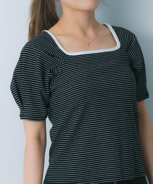 HEYUMM（ヘユム）の「タックボリュームスリーブカットソー（Tシャツ/カットソー・レディース・ブラック系その他/ミント/アイボリー・ONE）」の9枚目の写真