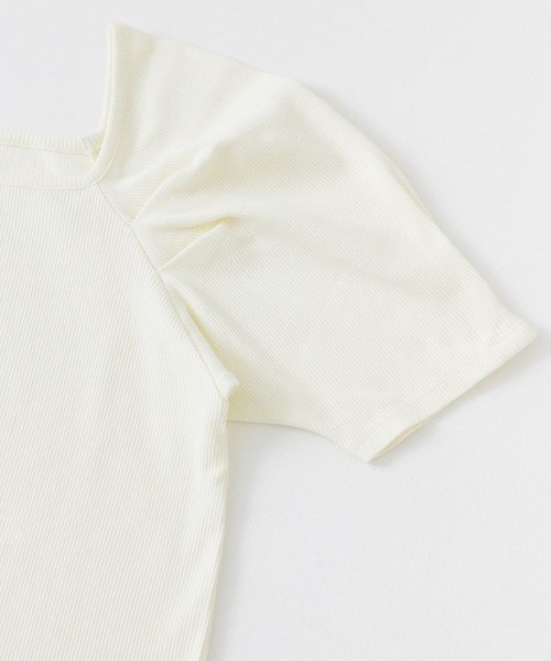 HEYUMM（ヘユム）の「タックボリュームスリーブカットソー（Tシャツ/カットソー・レディース・ブラック系その他/ミント/アイボリー・ONE）」の4枚目の写真