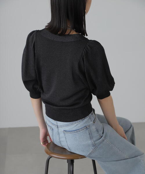 FREE'S MART（フリーズマート）の「◆ボリュームスリーブ半袖ショートカーディガン（カーディガン/ボレロ・レディース・ブラック系その他/レッド/ライトグリーン/シルバー系その他・FREE）」の7枚目の写真