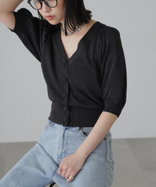 FREE'S MART（フリーズマート）の「◆ボリュームスリーブ半袖ショートカーディガン（カーディガン/ボレロ・レディース・ブラック系その他/レッド/ライトグリーン/シルバー系その他・FREE）」の10枚目の写真